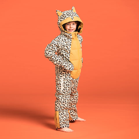 CHEETADO leopard snowsuit with brown belly