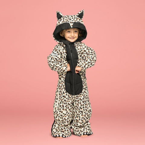 CHEETADO Leopard Schneeanzug mit schwarzem Bauch
